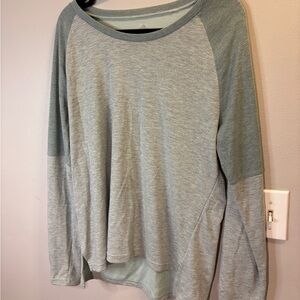 adidas Women's Heathered Gray and Sage Long Sleeve Tee